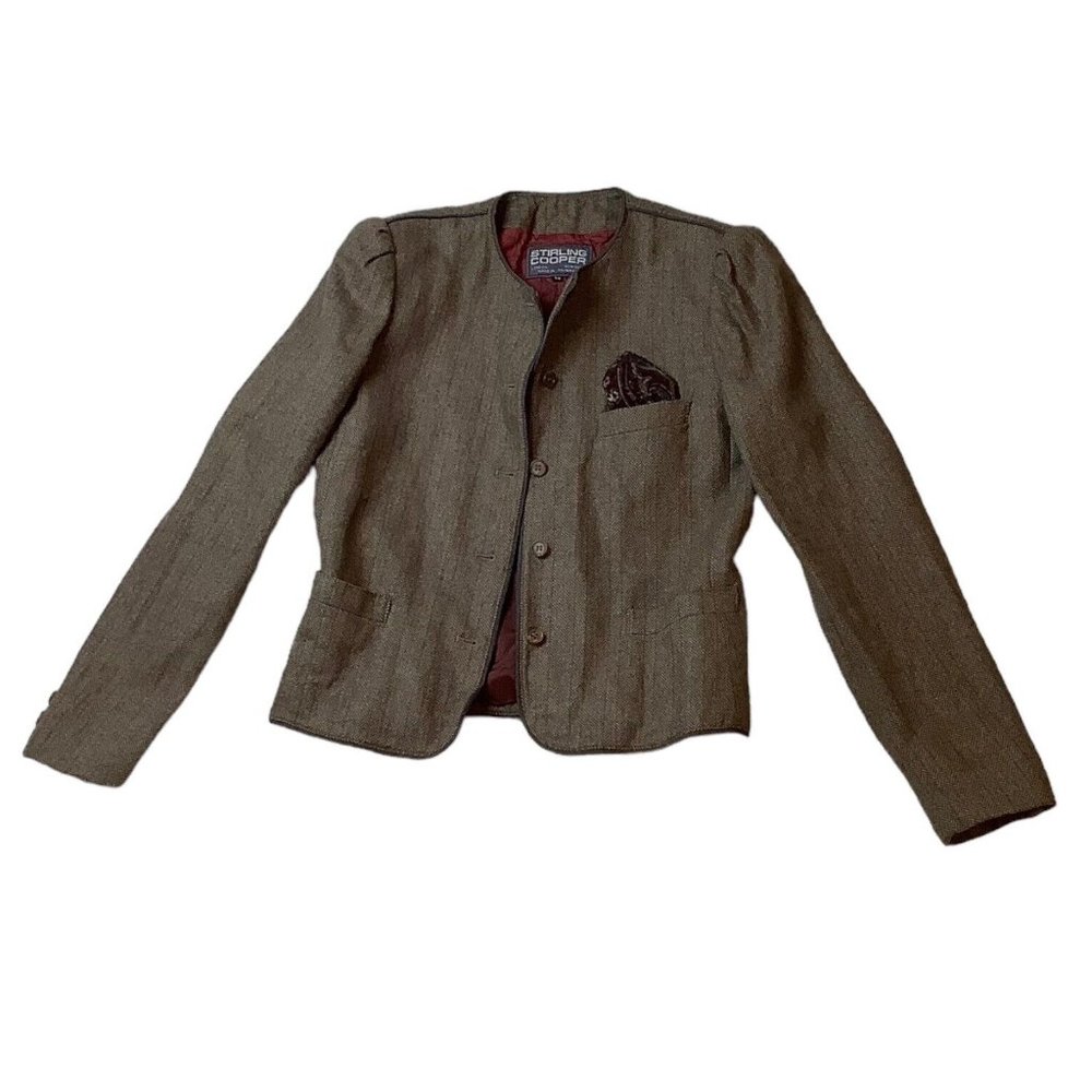 Stirling Cooper Women's Brown Blazer 100% Wool Size 7/8 Padded Shoulder